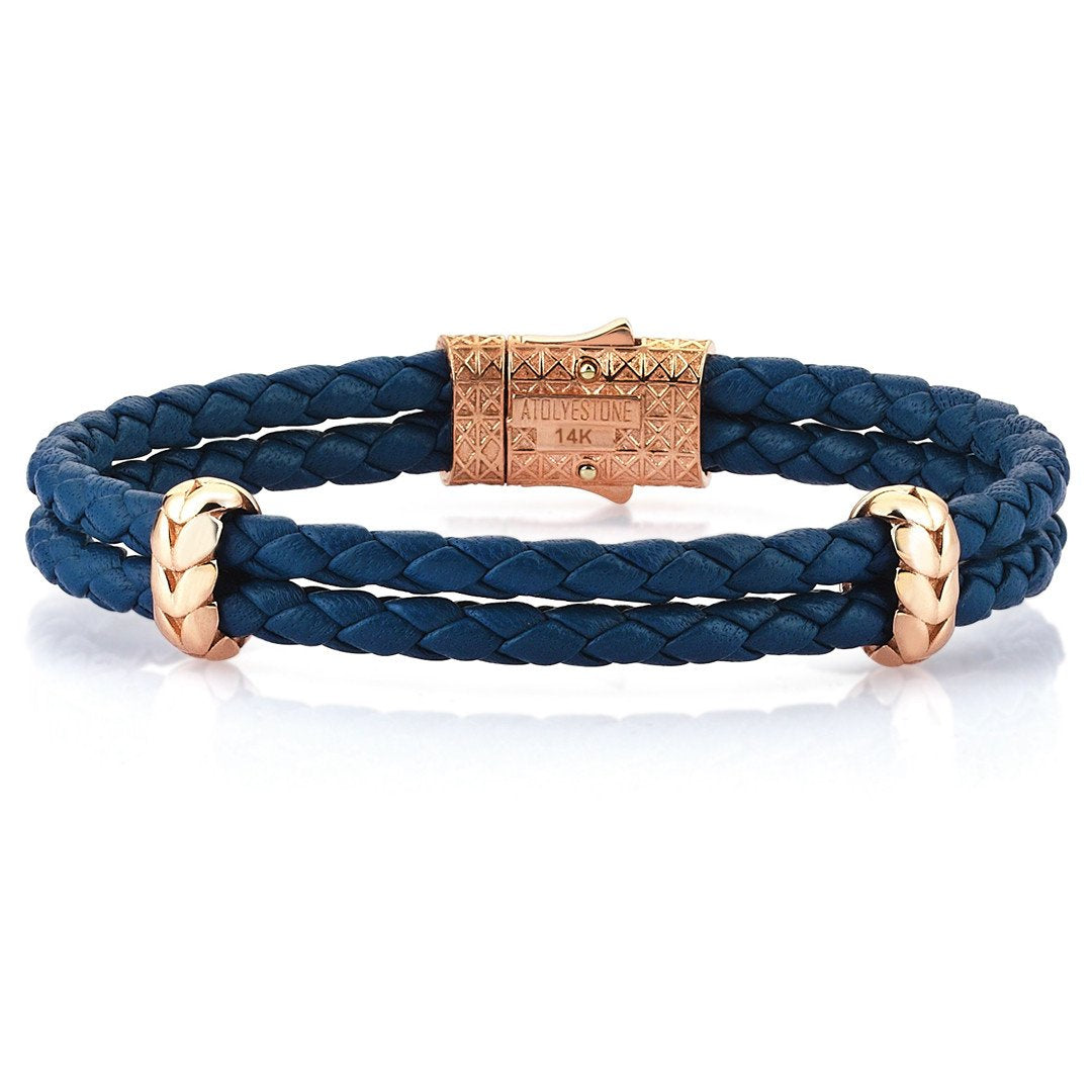  Atolyestone Elements - Solid Rose Gold- Leather Bracelets- ATOLYESTONE- aststaj