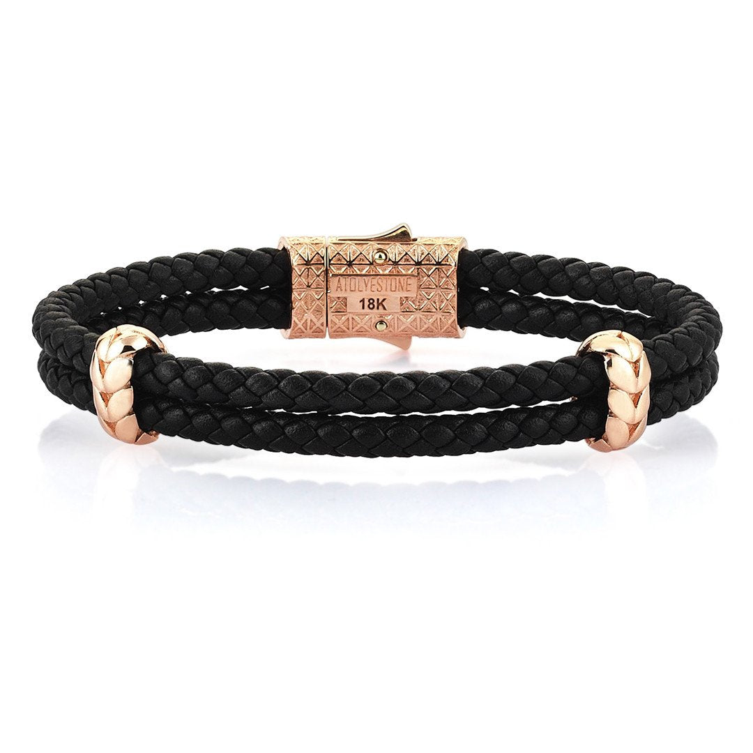  Atolyestone Elements - Solid Rose Gold- Leather Bracelets- ATOLYESTONE- aststaj