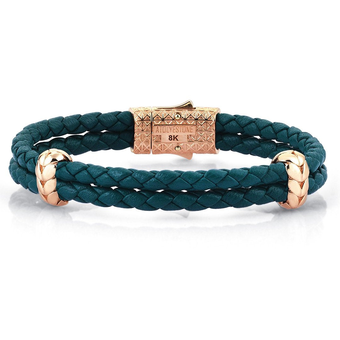  Atolyestone Elements - Solid Rose Gold- Leather Bracelets- ATOLYESTONE- aststaj