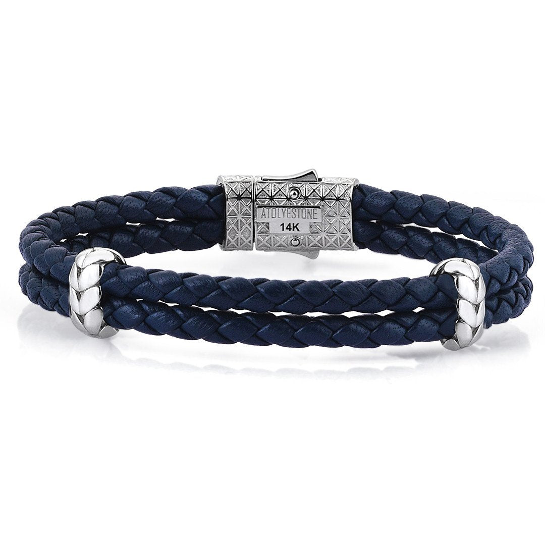  Atolyestone Elements - Solid White Gold- Leather Bracelets- ATOLYESTONE- aststaj