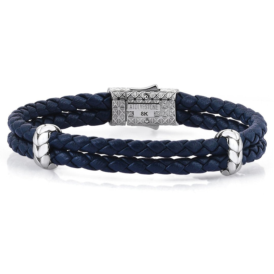  Atolyestone Elements - Solid White Gold- Leather Bracelets- ATOLYESTONE- aststaj