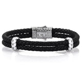  Atolyestone Elements - Solid White Gold- Leather Bracelets- ATOLYESTONE- aststaj