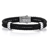  Atolyestone Elements - Solid White Gold- Leather Bracelets- ATOLYESTONE- aststaj