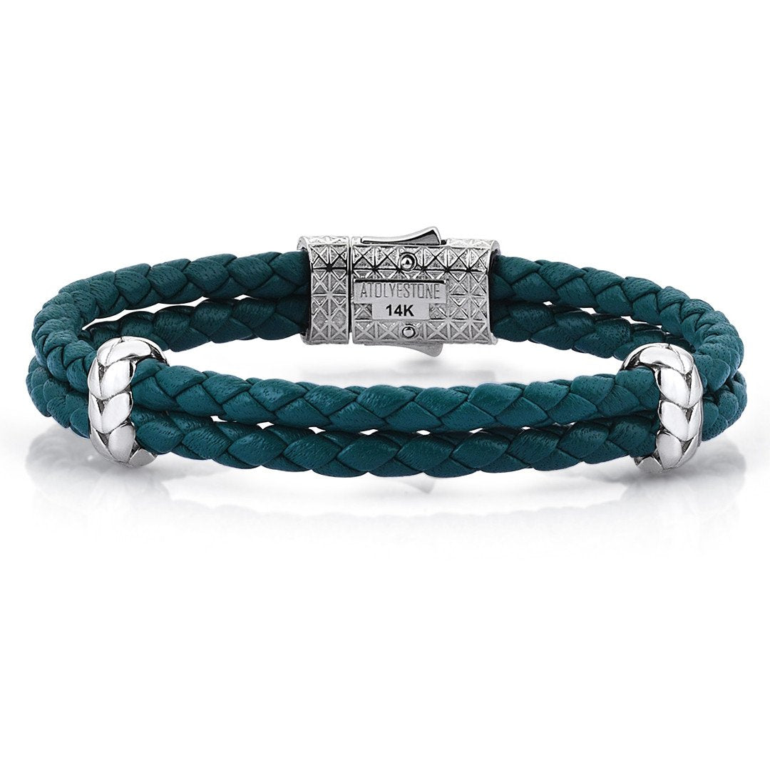  Atolyestone Elements - Solid White Gold- Leather Bracelets- ATOLYESTONE- aststaj