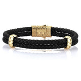  Atolyestone Elements - Solid Yellow Gold- Leather Bracelets- ATOLYESTONE- aststaj