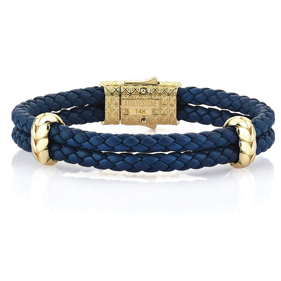  Atolyestone Elements - Solid Yellow Gold- Leather Bracelets- ATOLYESTONE- aststaj