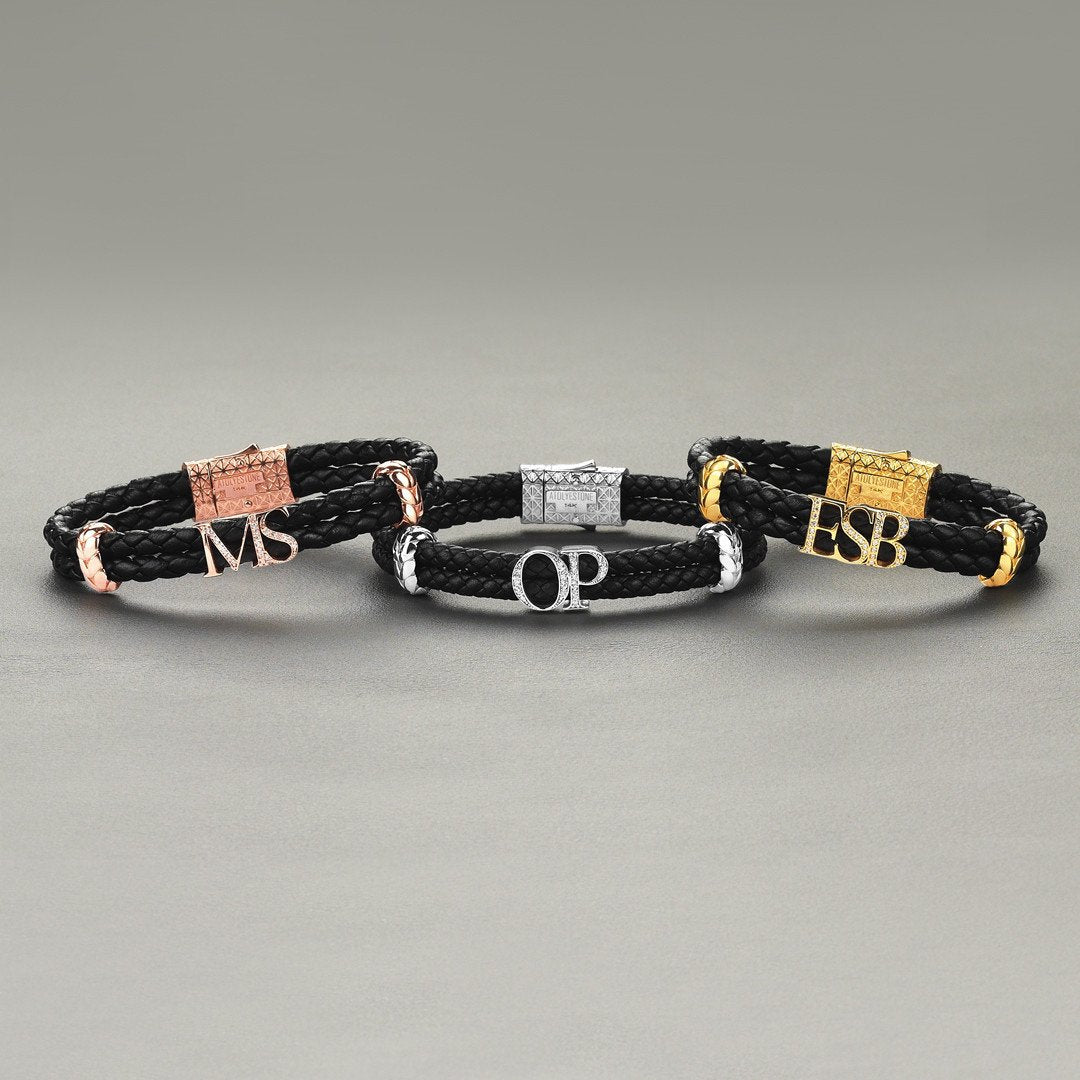  Atolyestone Statements - Solid Rose Gold- Leather Bracelets- ATOLYESTONE- aststaj