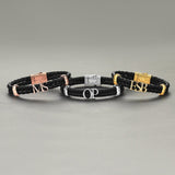  Atolyestone Statements - Solid White Gold- Leather Bracelets- ATOLYESTONE- aststaj