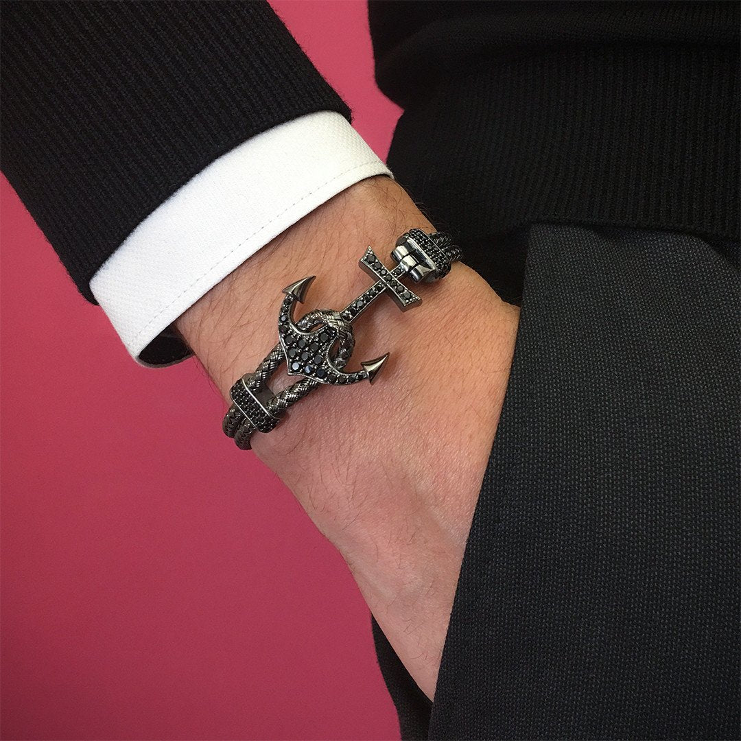  Anchor Bangle - Silver- Braided Bangle Bracelets- ATOLYESTONE- aststaj