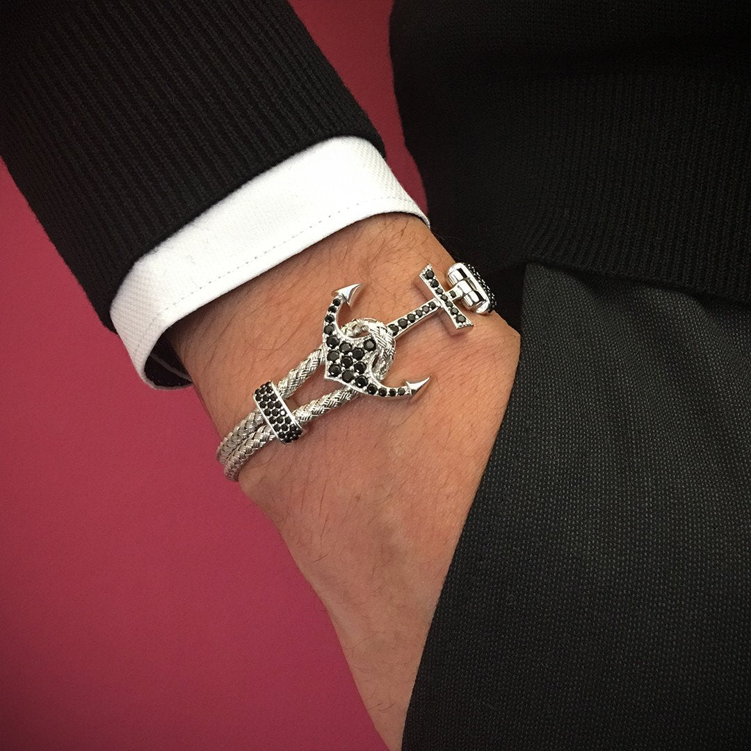  Anchor Bangle - Silver- Braided Bangle Bracelets- ATOLYESTONE- aststaj