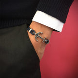  Anchor Leather Bracelet - Solid White Gold- Leather Bracelets- ATOLYESTONE- aststaj