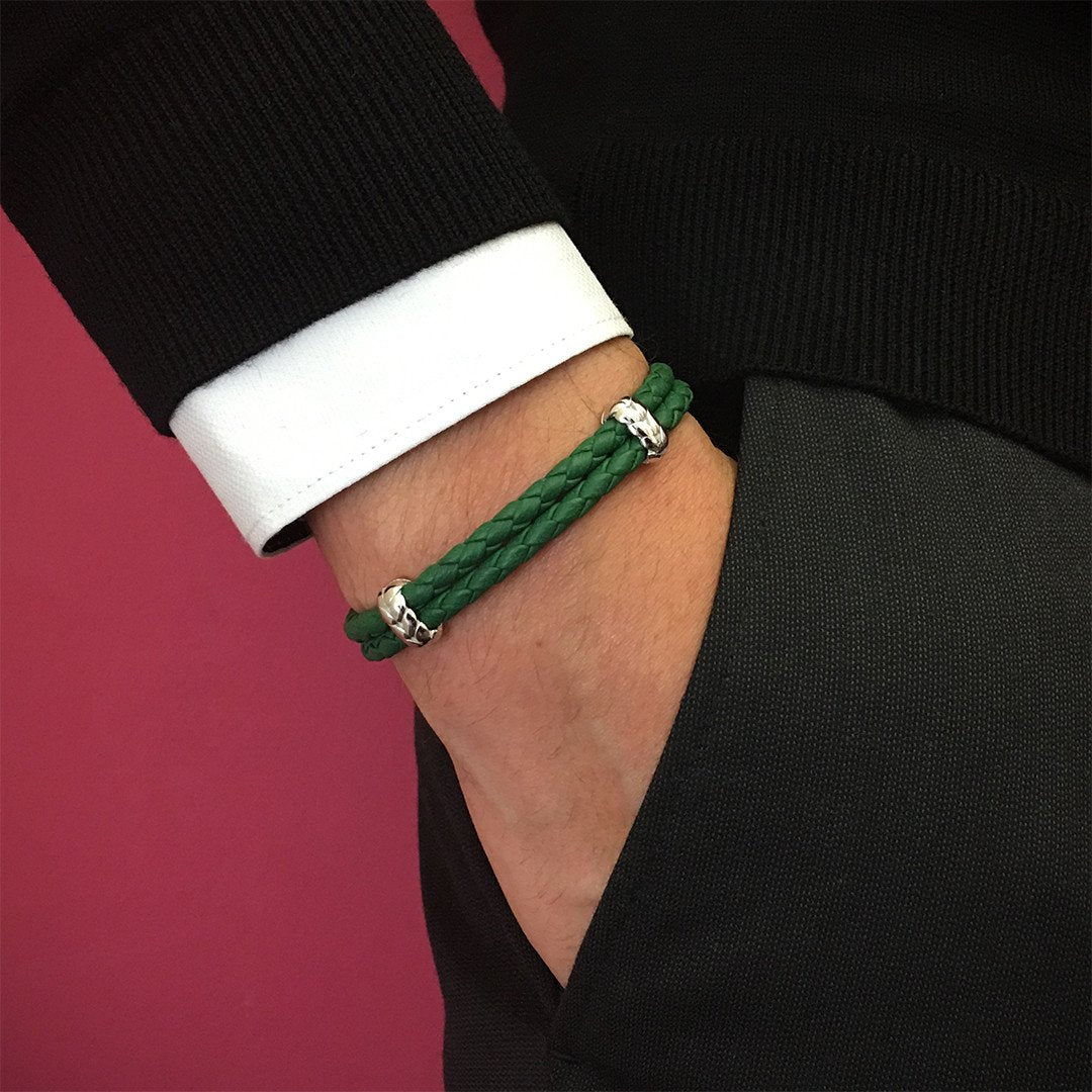  Atolyestone Elements - Solid White Gold- Leather Bracelets- ATOLYESTONE- aststaj