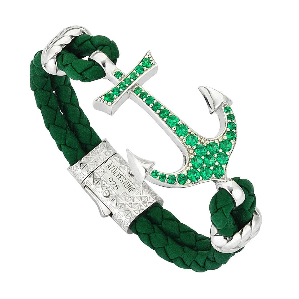  Anchor Leather Bracelet -Silver- Leather Bracelets- ATOLYESTONE- aststaj