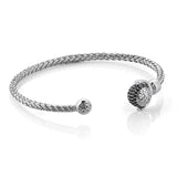  Atolyestone Cuff Bracelet - Silver- Braided Cuff Bracelets- ATOLYESTONE- aststaj
