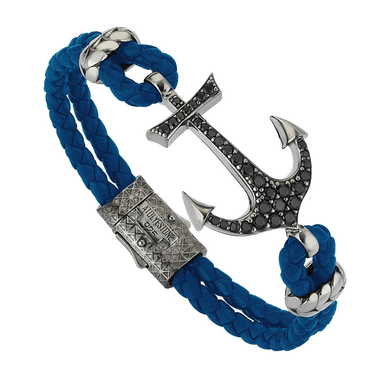  Anchor Leather Bracelet - Silver- Leather Bracelets- ATOLYESTONE- aststaj