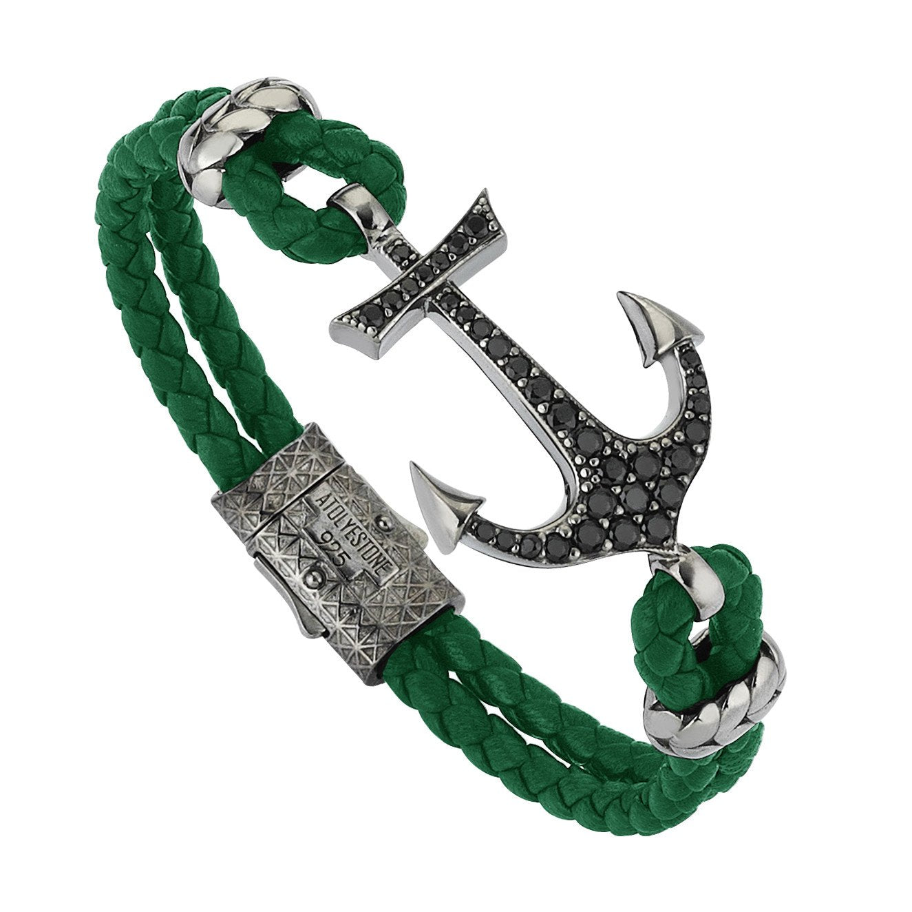  Anchor Leather Bracelet - Silver- Leather Bracelets- ATOLYESTONE- aststaj