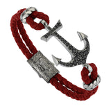  Anchor Leather Bracelet - Silver- Leather Bracelets- ATOLYESTONE- aststaj