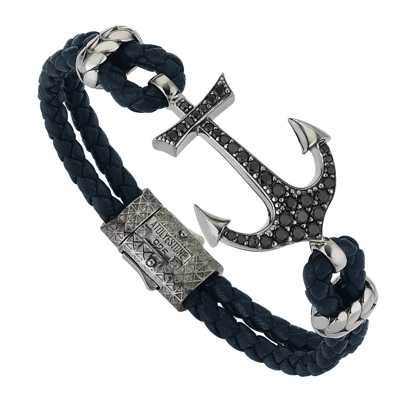  Anchor Leather Bracelet - Silver- Leather Bracelets- ATOLYESTONE- aststaj