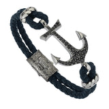  Anchor Leather Bracelet - Silver- Leather Bracelets- ATOLYESTONE- aststaj