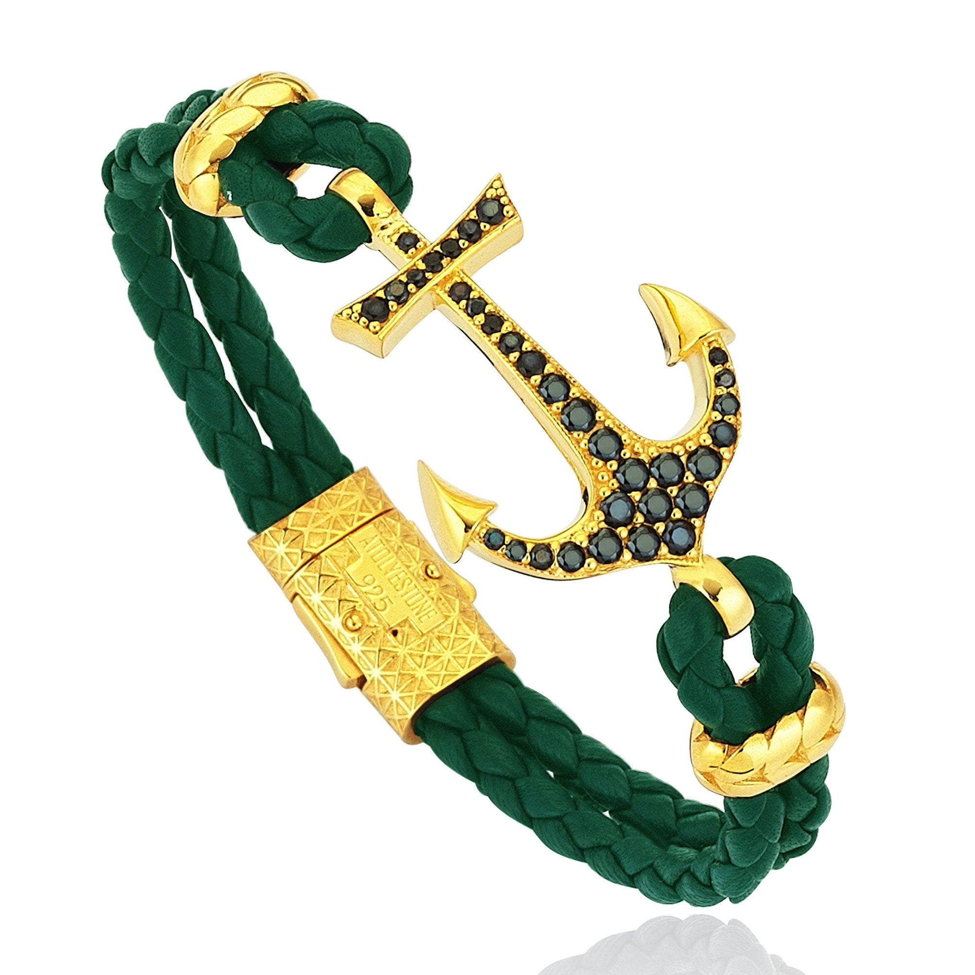  Anchor Leather Bracelet - Silver- Leather Bracelets- ATOLYESTONE- aststaj