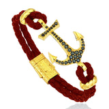  Anchor Leather Bracelet - Silver- Leather Bracelets- ATOLYESTONE- aststaj